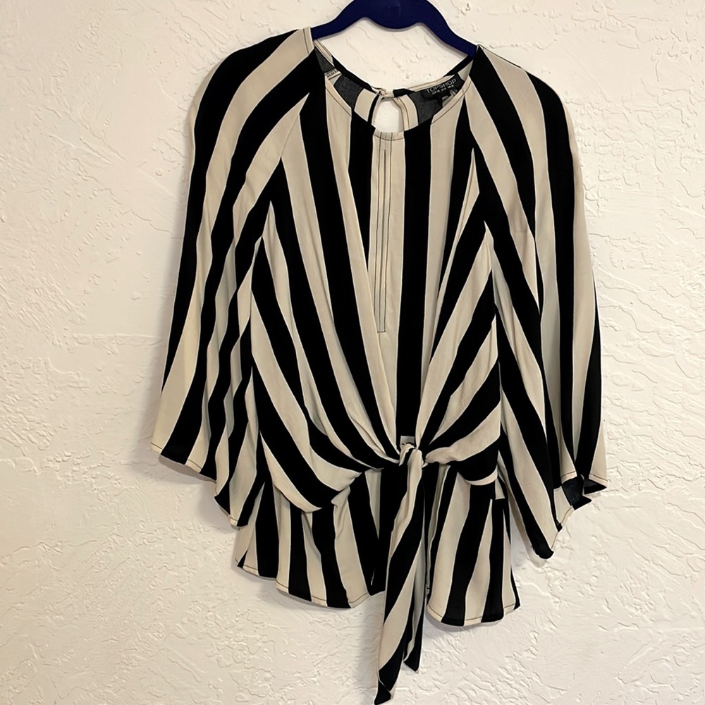 Topshop black and white stripe blouse size 6
